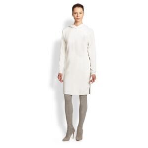 Ralph Lauren Collection Purple Label Soft Stretch Wool Midi Dress Hooded Ivory 8